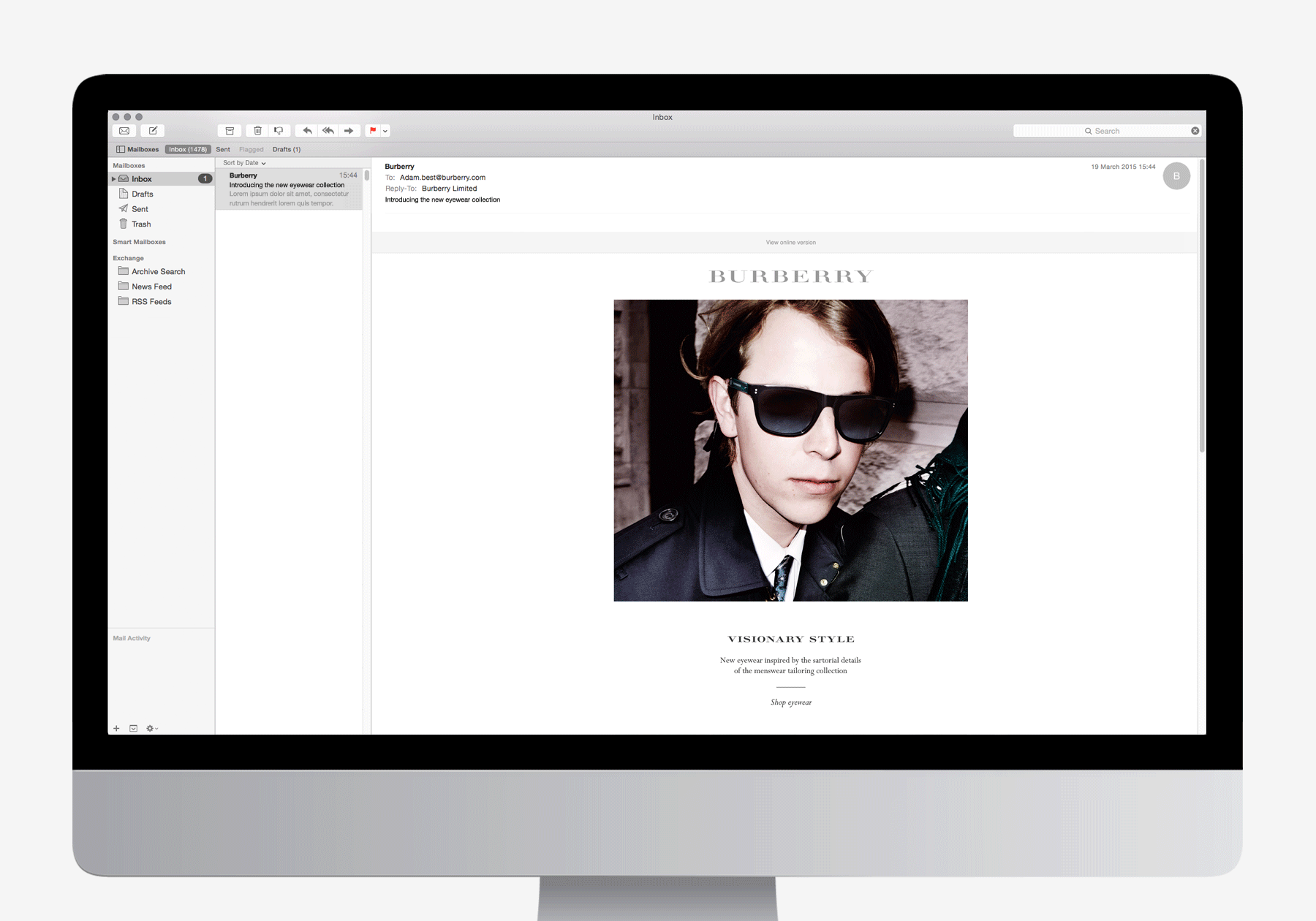 Burberry Eyewear Collection Email Desktop