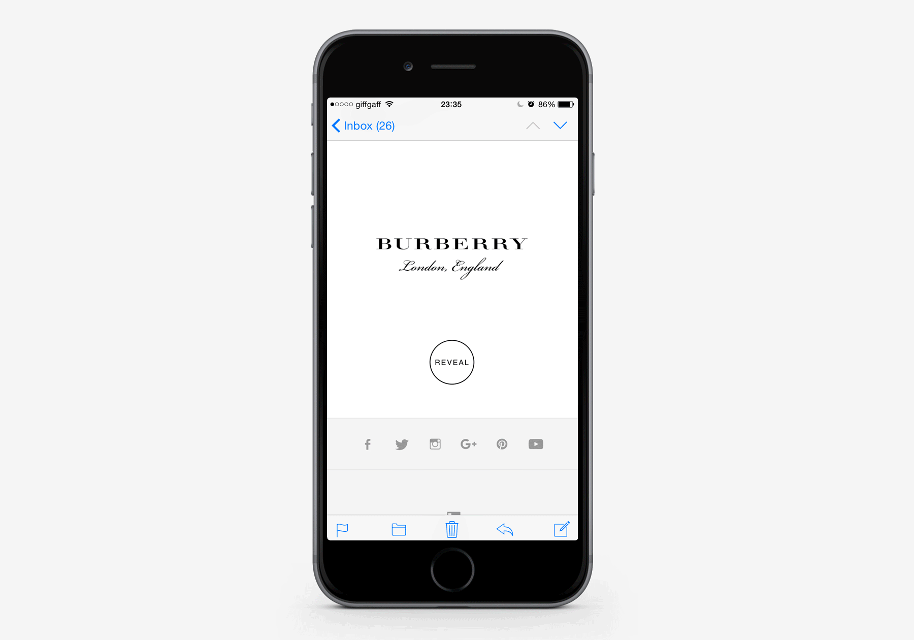 Burberry SS16 Interactive Email Mobile