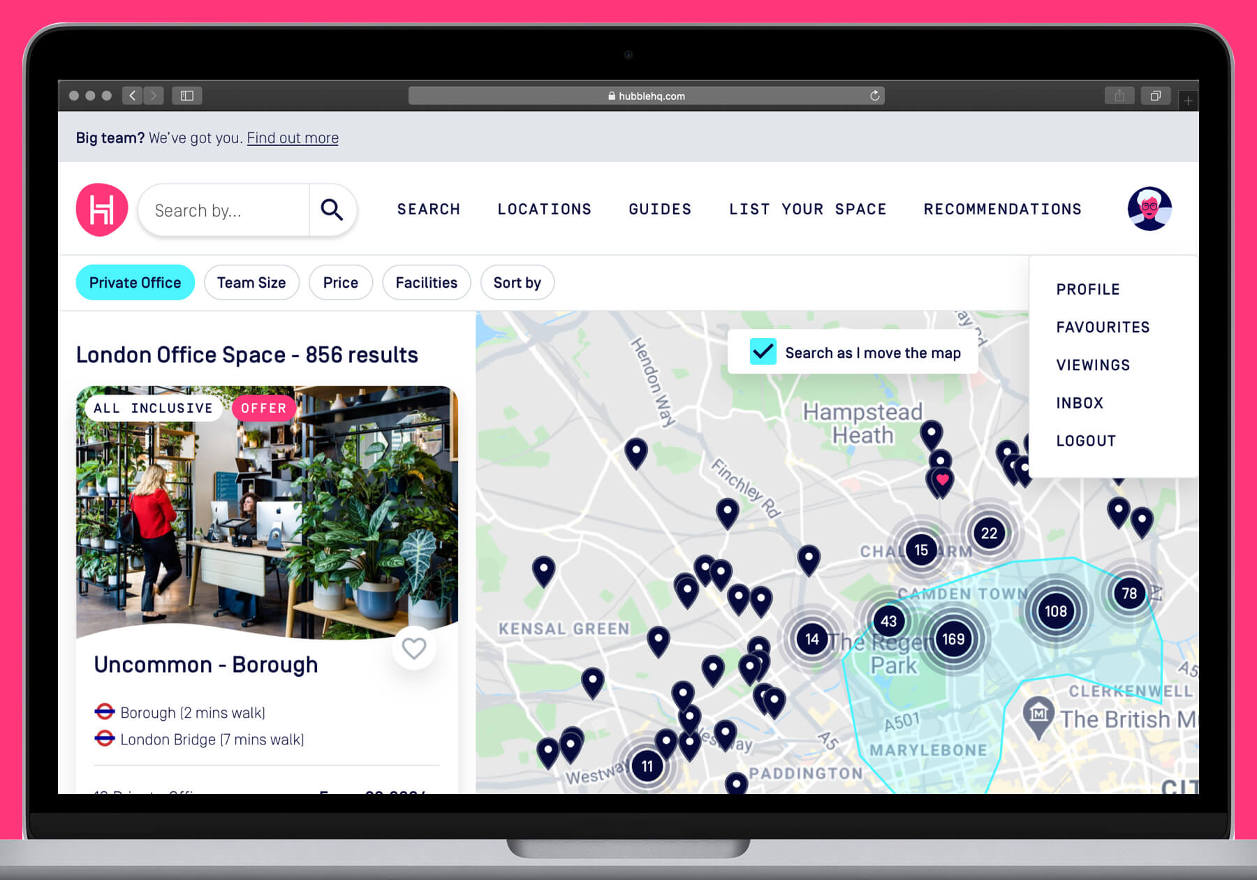 HubbleHQ Viewings desktop designs - Results