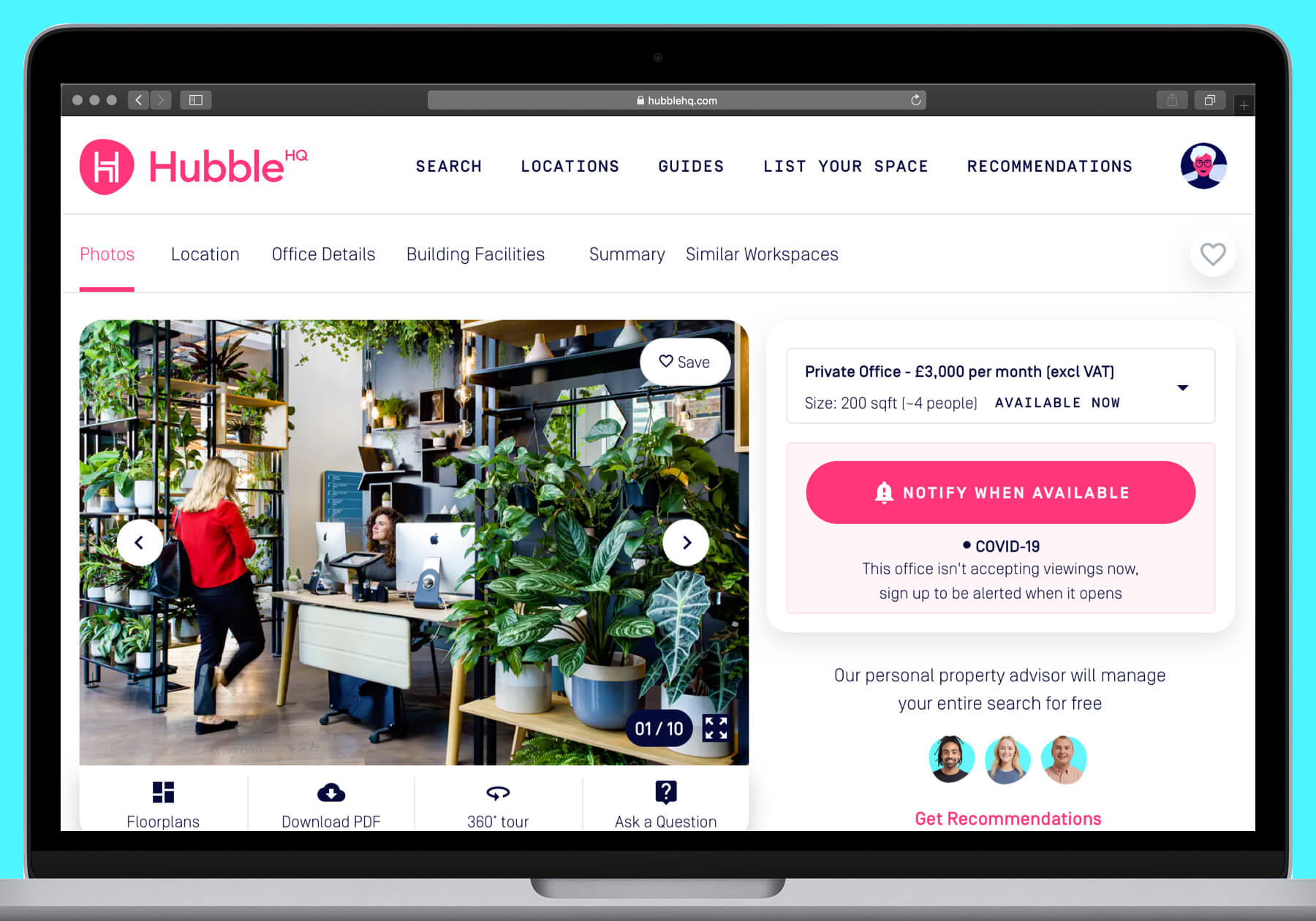 HubbleHQ Viewings desktop designs - Listing
