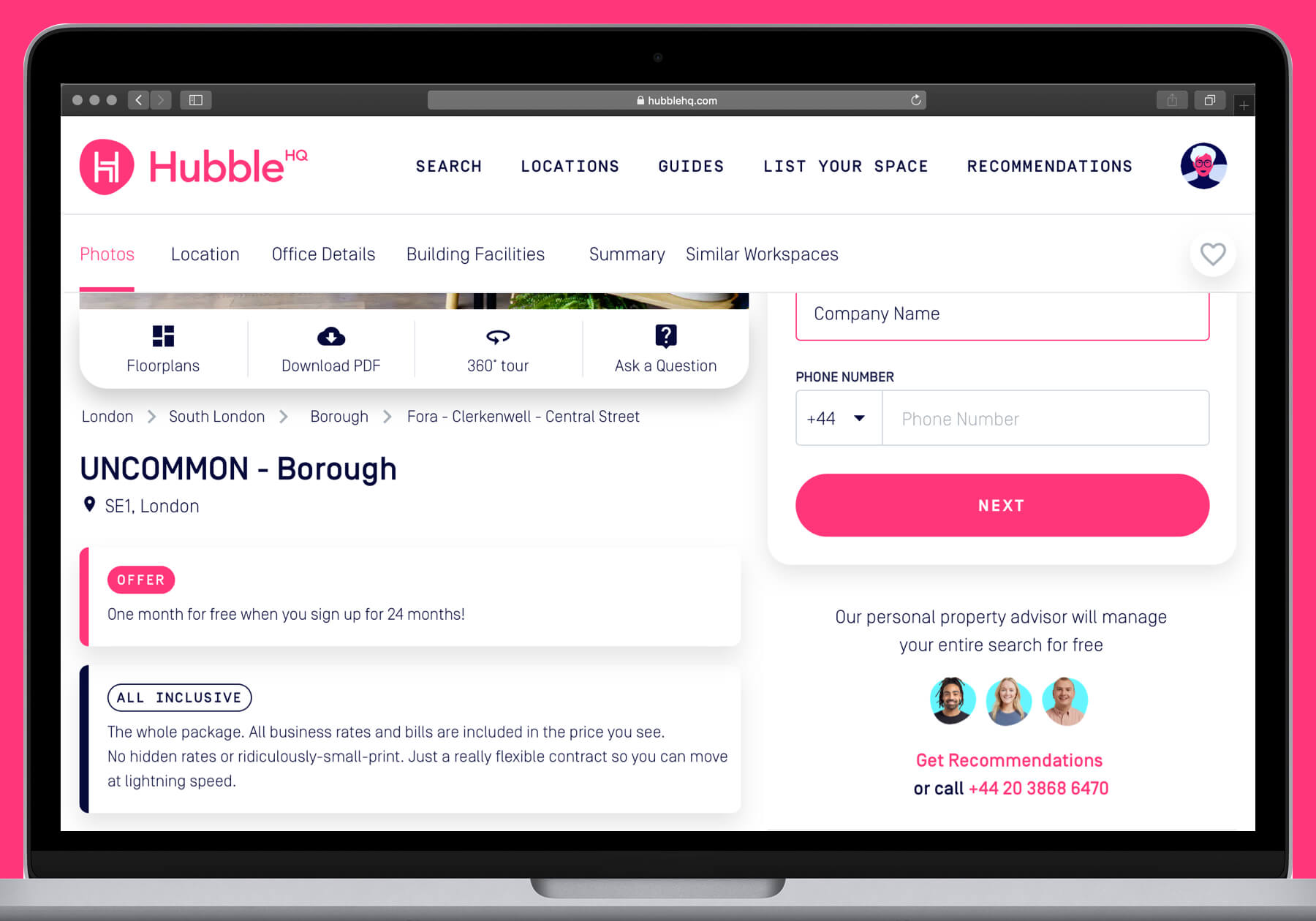 HubbleHQ Viewings desktop designs - Listing Action Card and Viewing Request Modal
