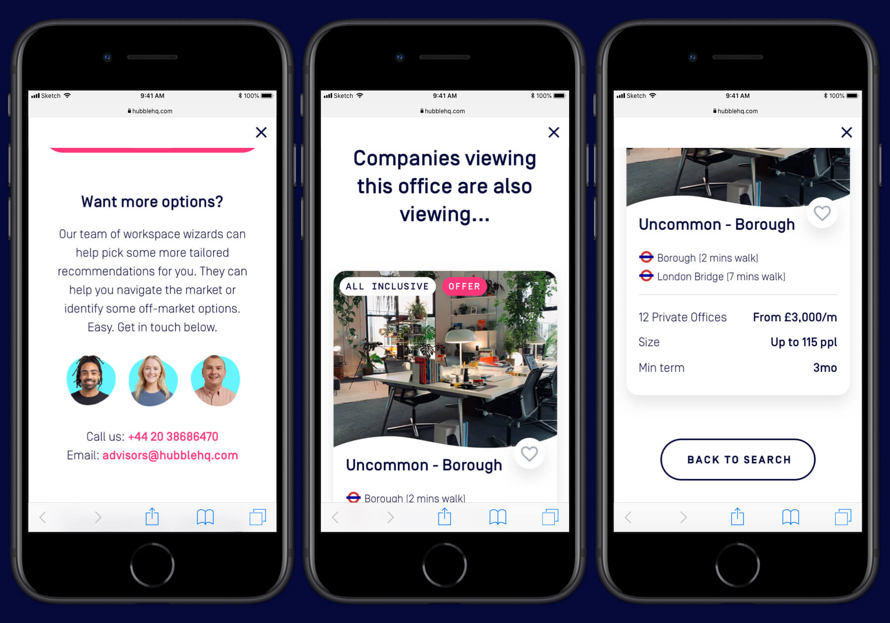 HubbleHQ Viewings mobile designs - viewing confirmation and suggested listings