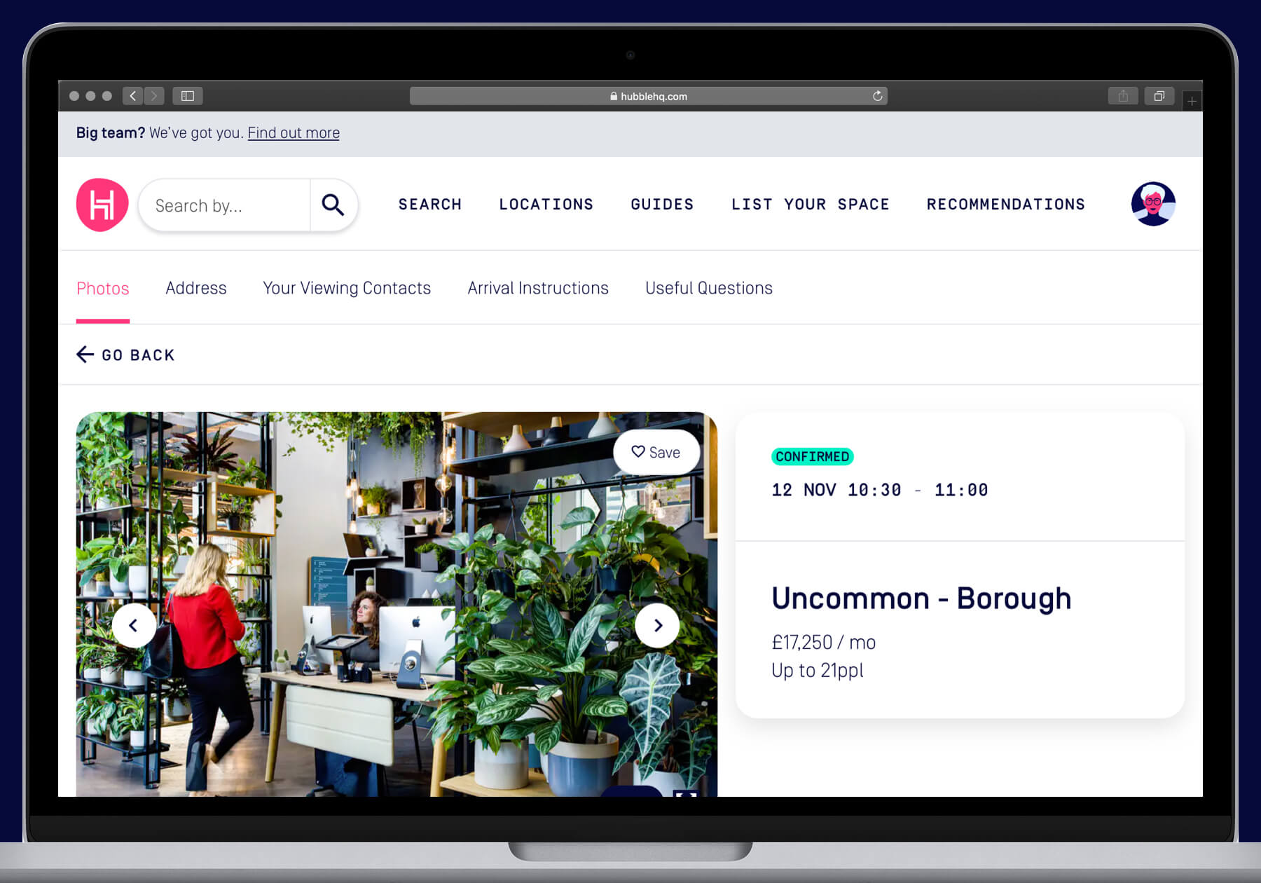 HubbleHQ Viewings desktop designs - Viewings detail page