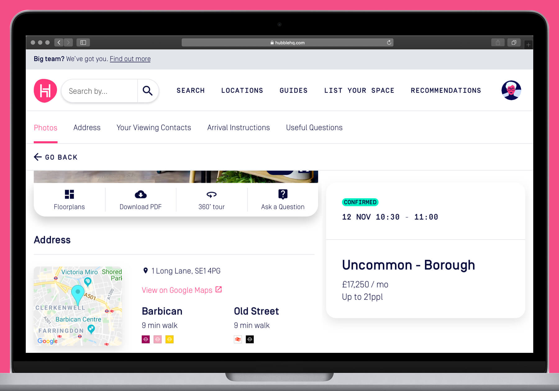 HubbleHQ Viewings desktop designs - Viewings detail page