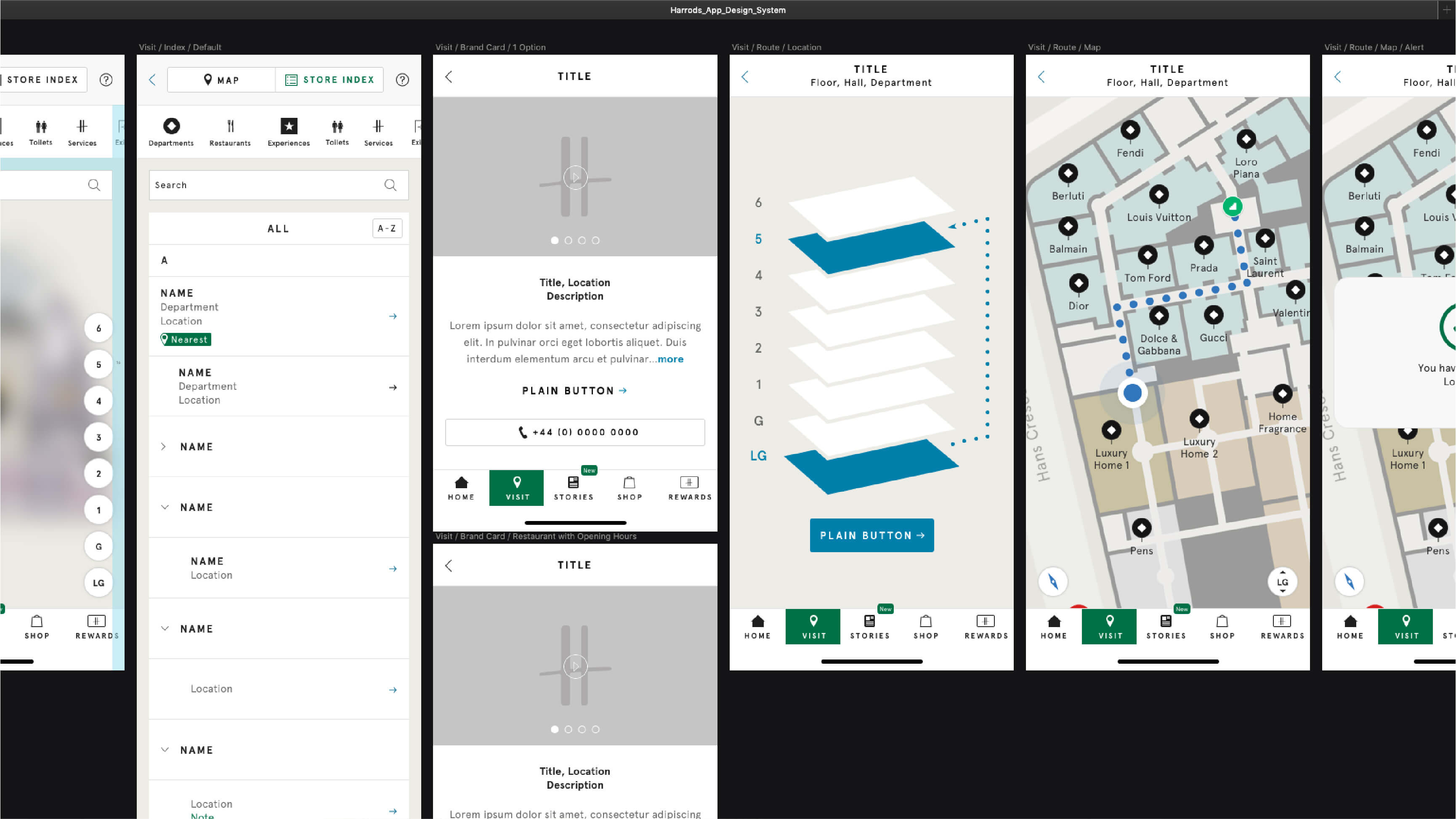 Harrods App Design System Store Index