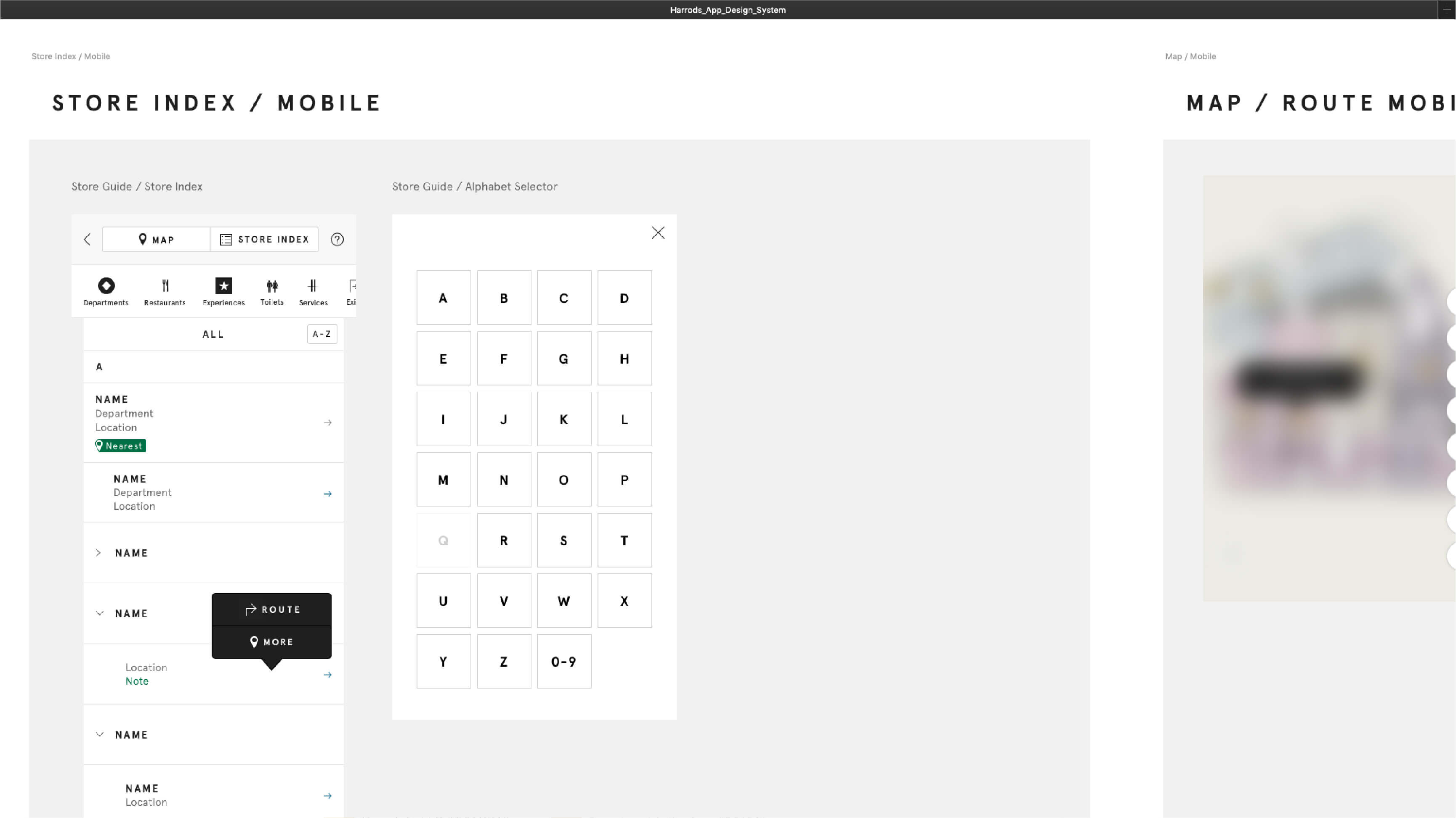 Harrods App Design System Store Index