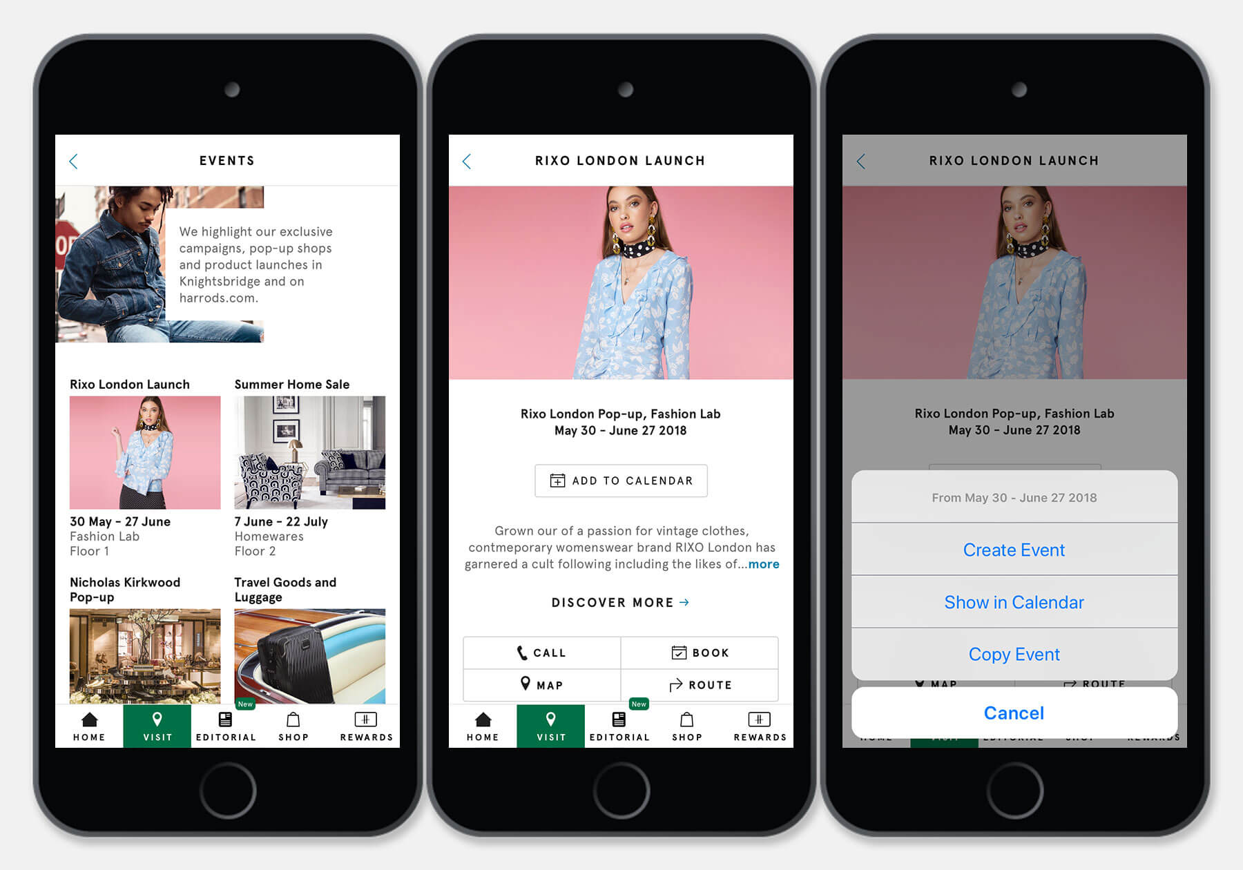 Harrods App Design Events