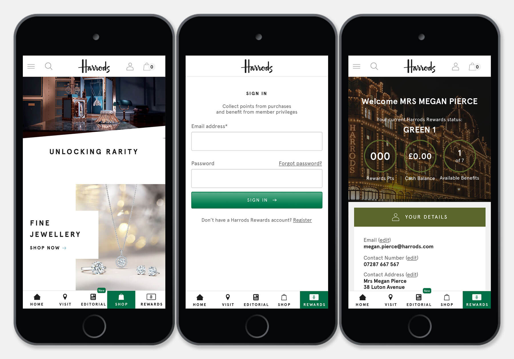 Harrods App Design Shop and Rewards