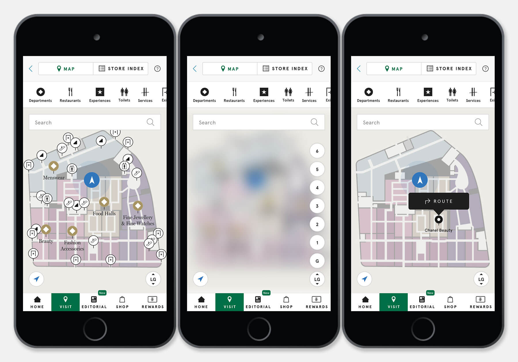 Harrods App Design Map