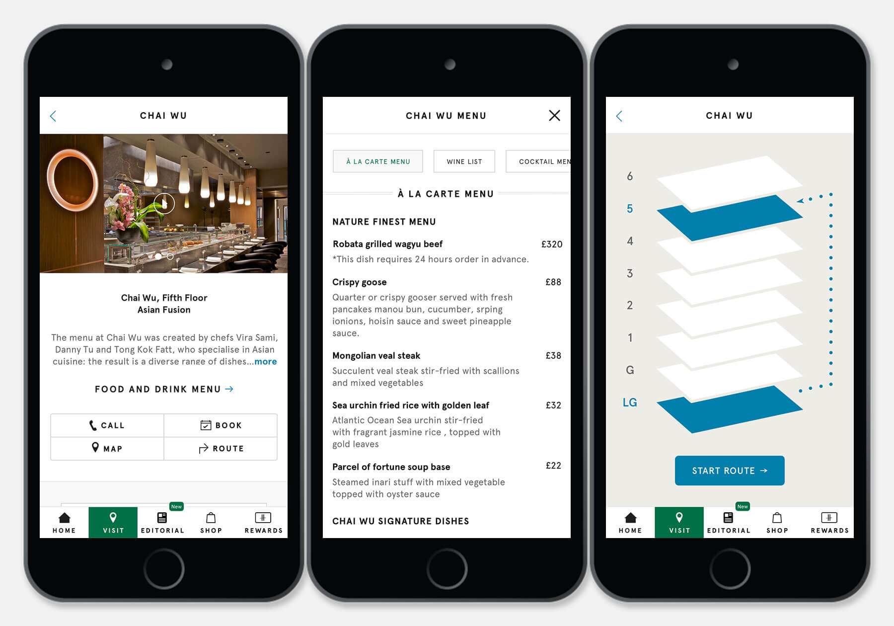 Harrods App Design Restaurant