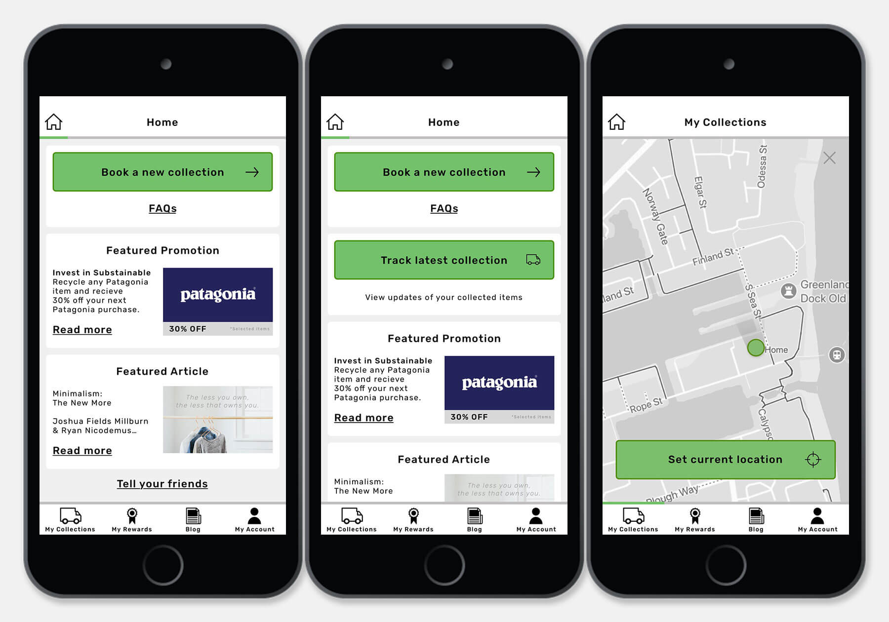 Return App Design Home and Collection