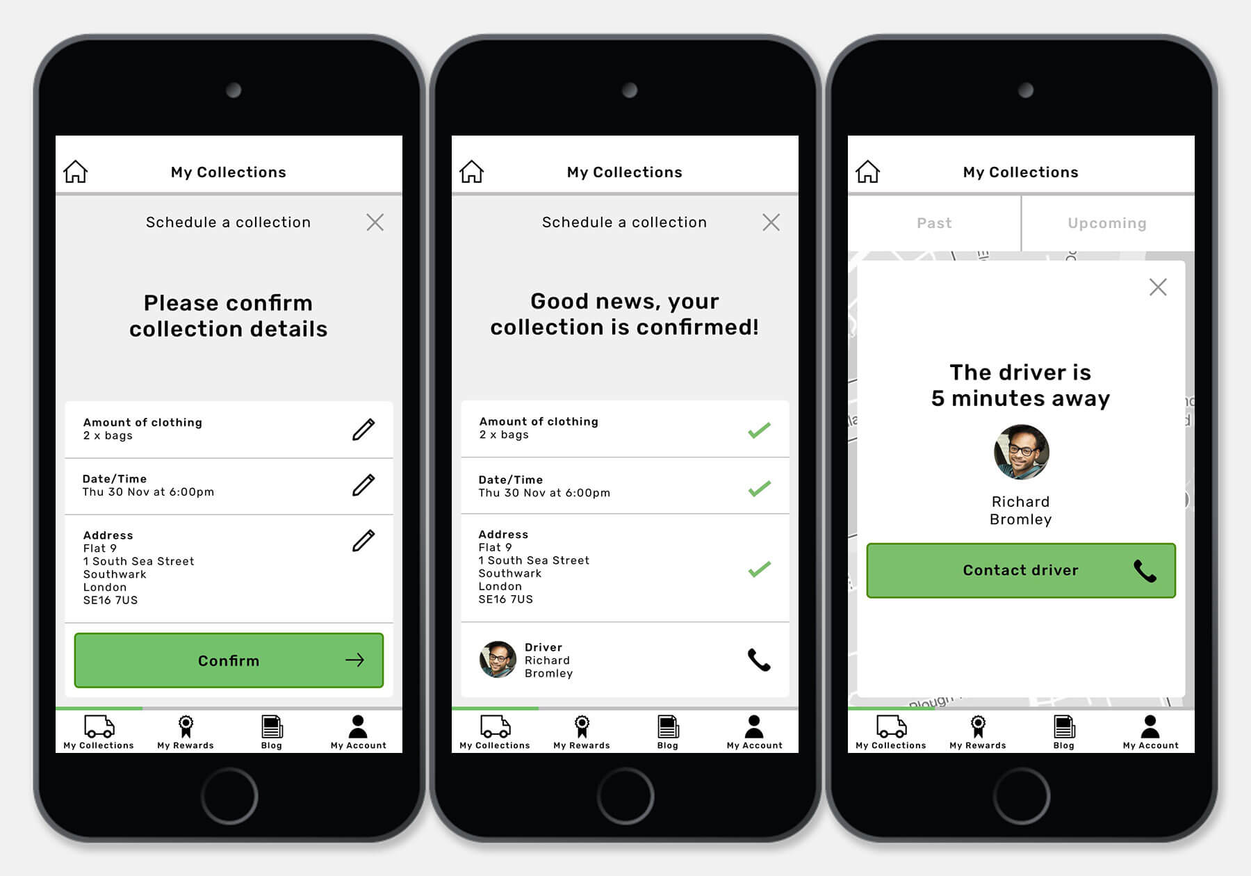 Return App Design Collection Confirmation