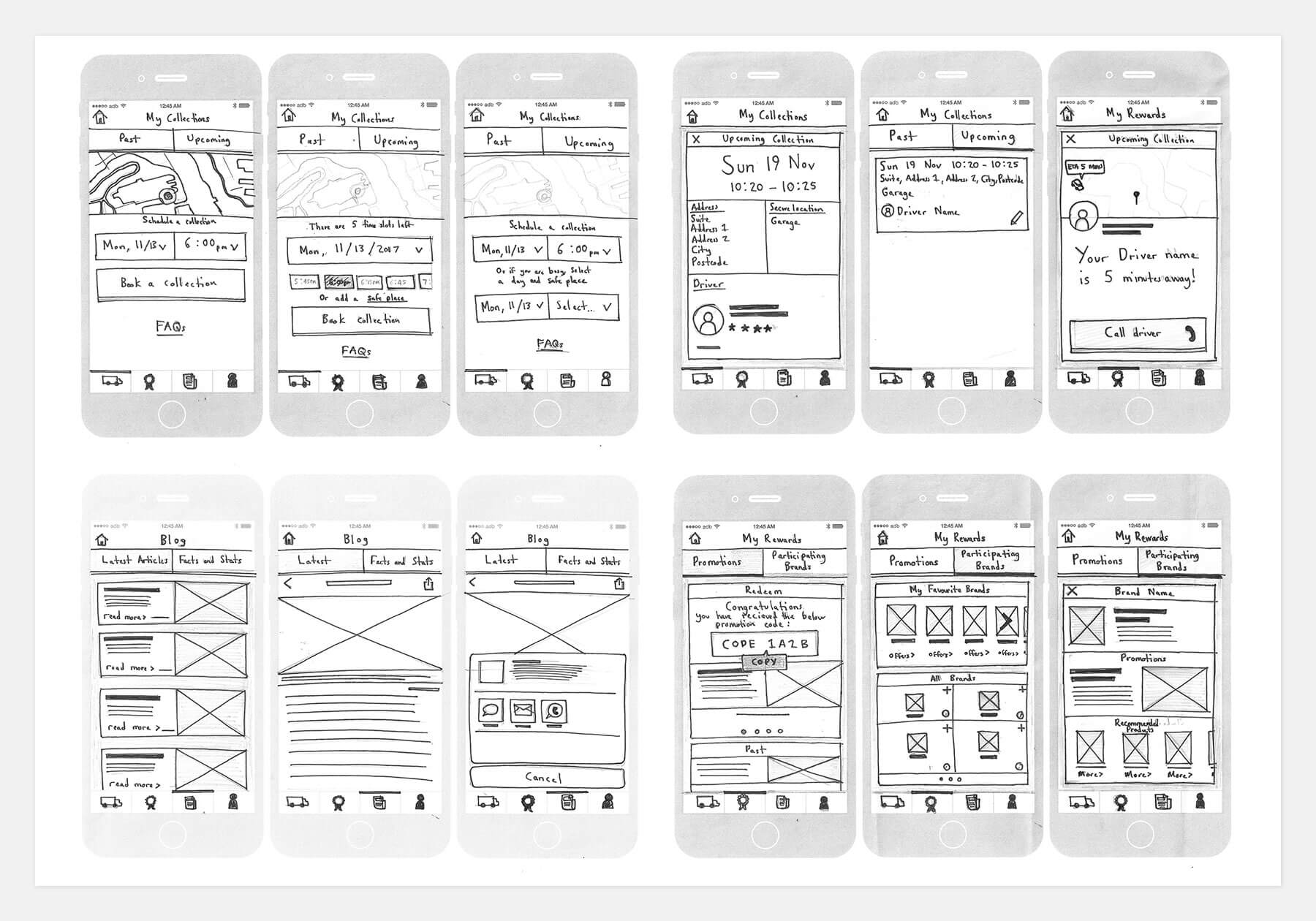 Return App UX Wireframe Examples