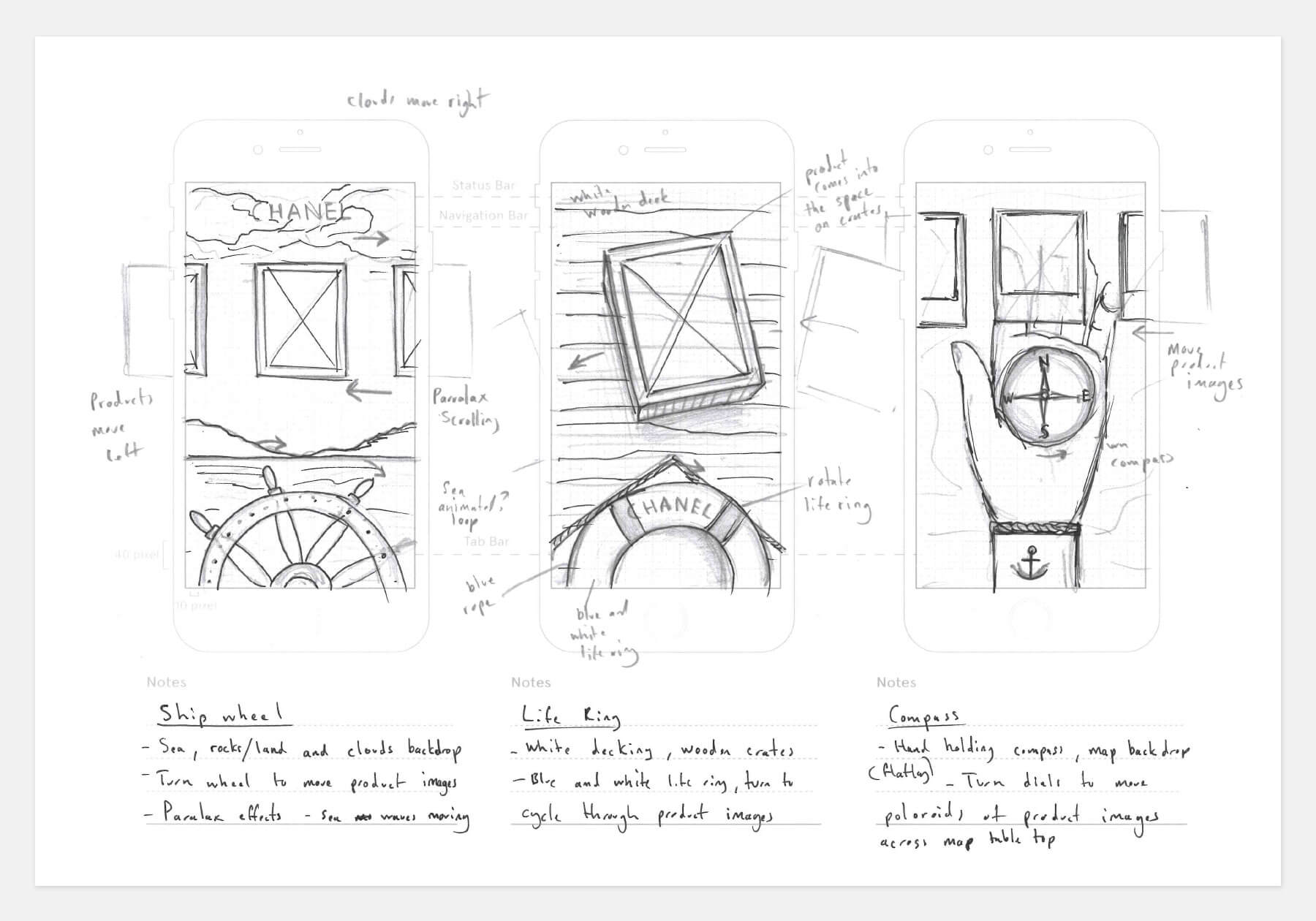 Chanel Bespoke Ad Concept Sketches