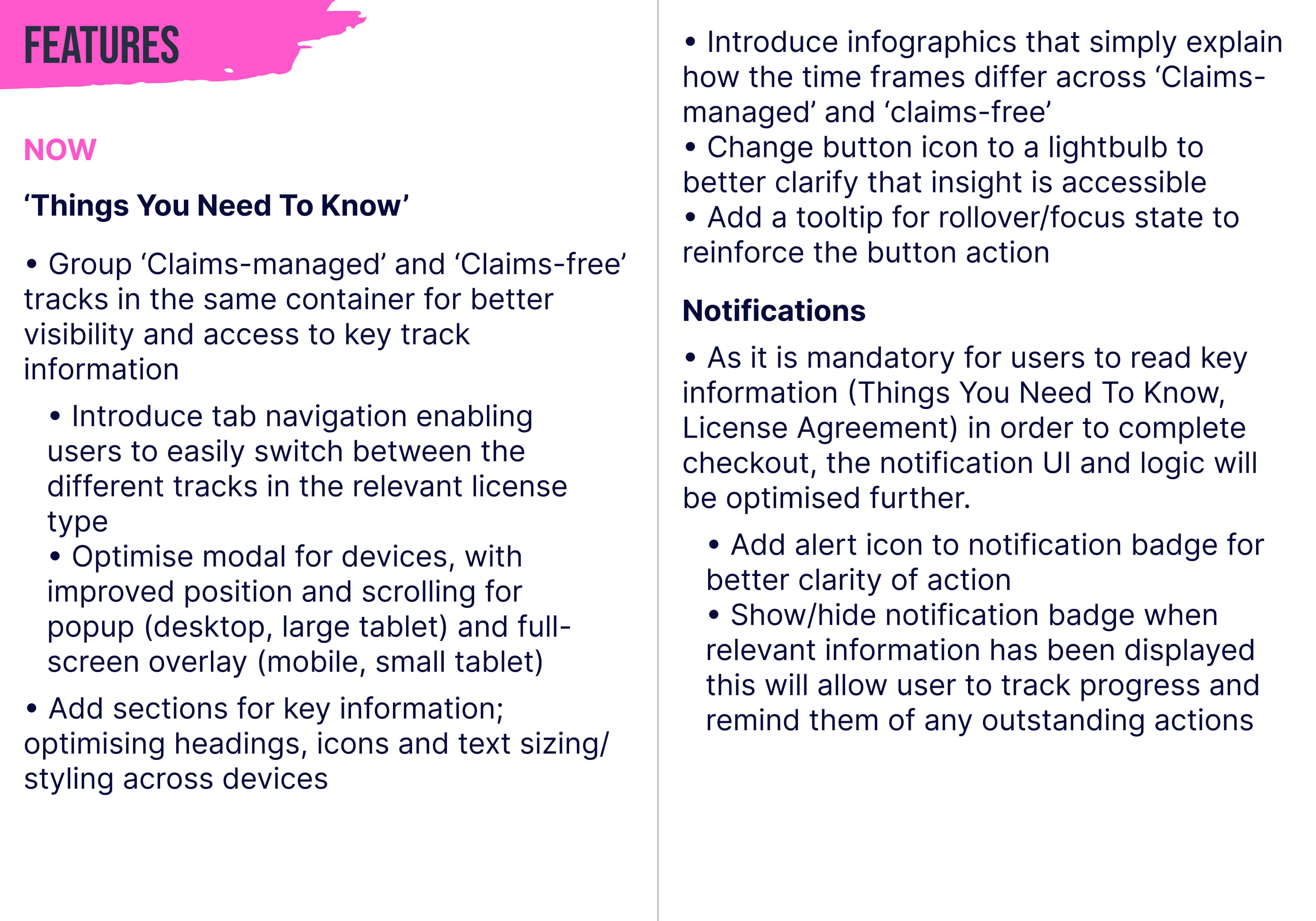 Features prioritisation