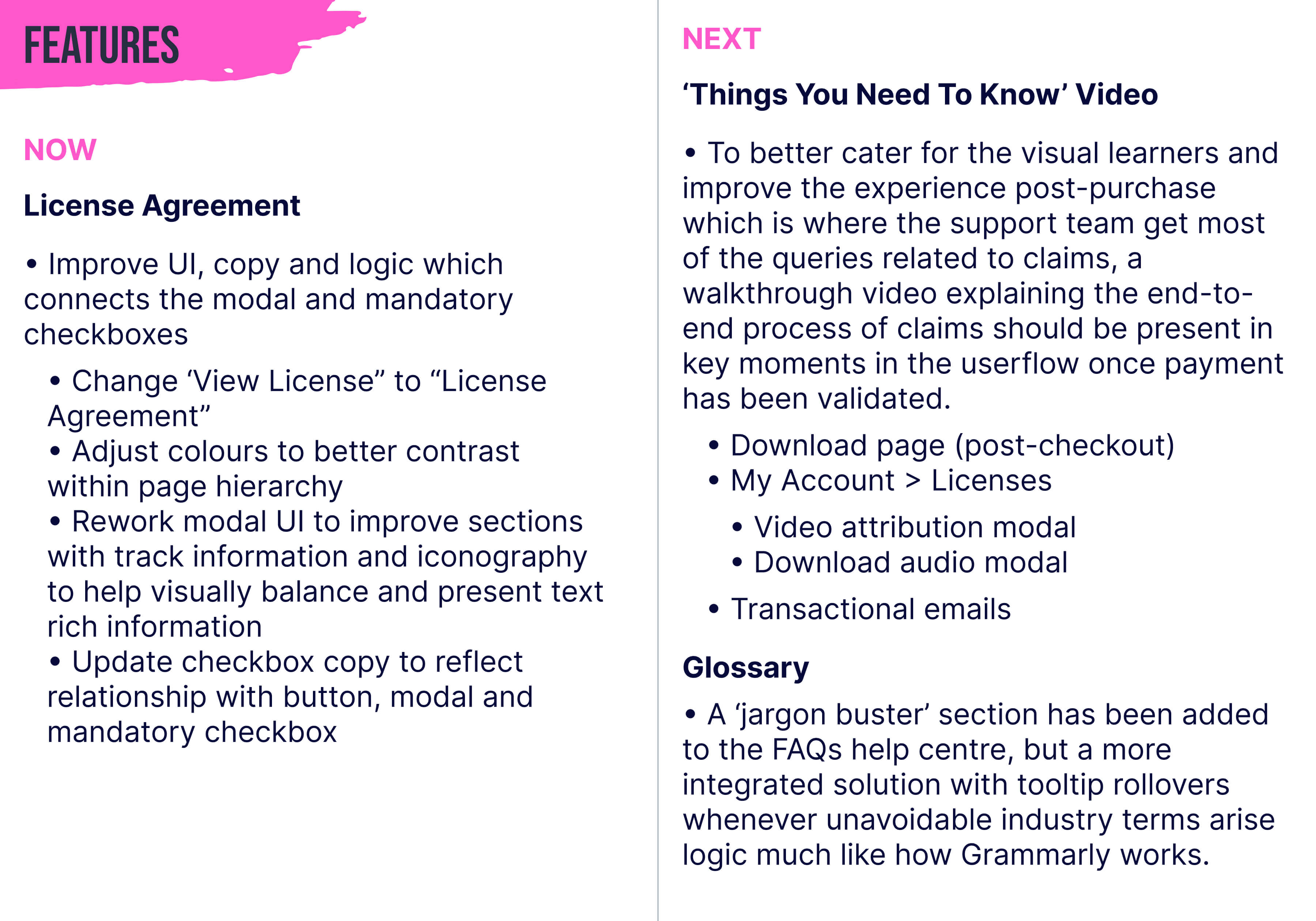 Feature prioritisation
