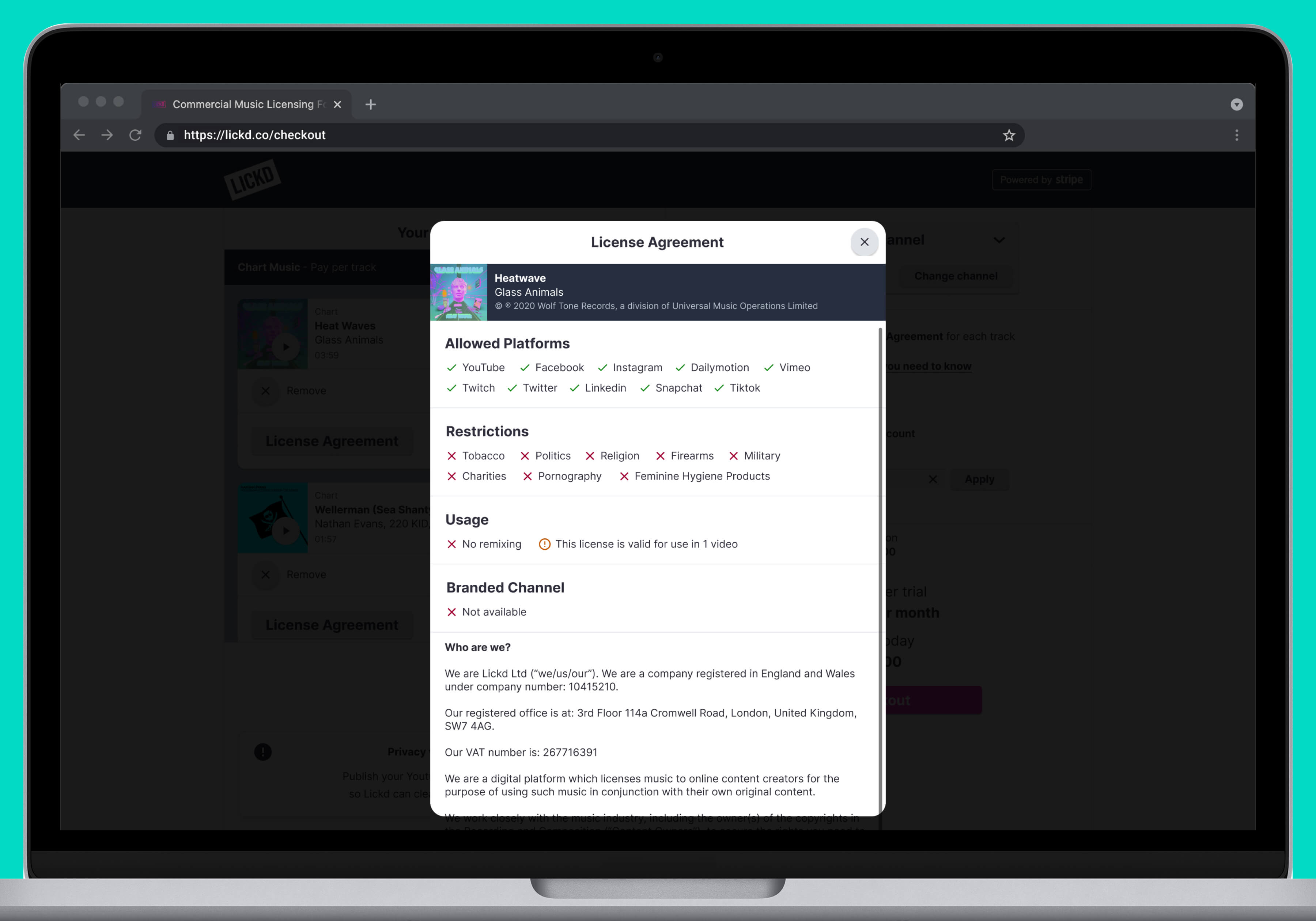 Desktop Designs - License Agreement Popup Modal