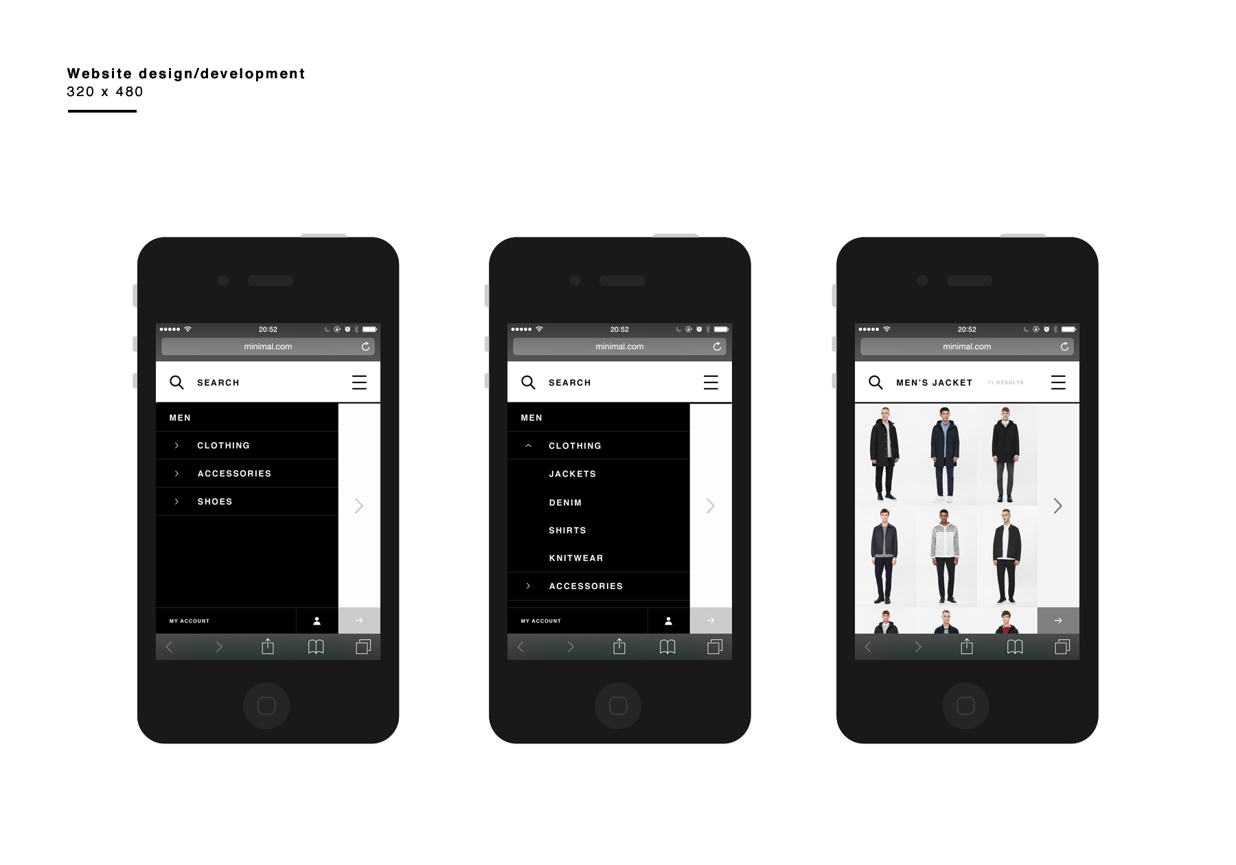 Minimal navigation and search design
